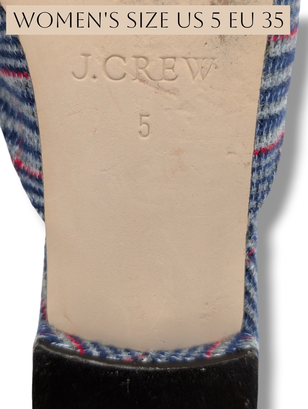 J.CREW Tweed Plaid Penny Loafer Women Sz 5 Blue|Red|White Elongated Pointed Toe - Picture 15 of 17